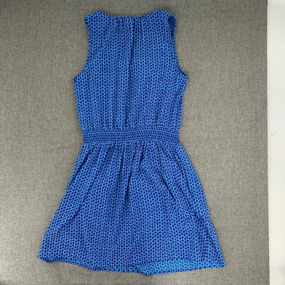 Gap Blue Smocked Dress Sleeveless Lightweight Scoop Neck Front Tie Medium - Picture 10 of 11